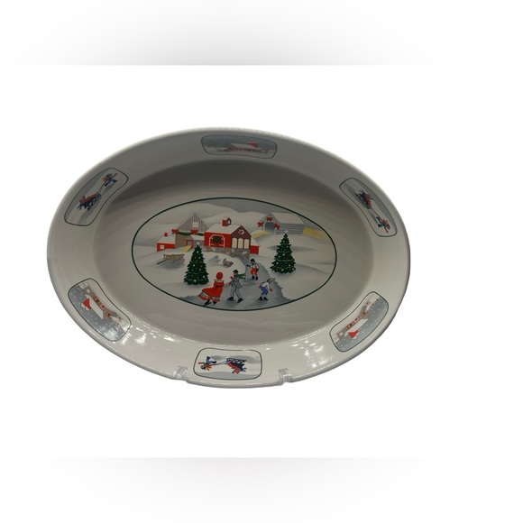 Vtg HTF Sango Joan Lutz Silent Night Baker Server Dish Ceramic Made in Japan MCM - Picture 1 of 9